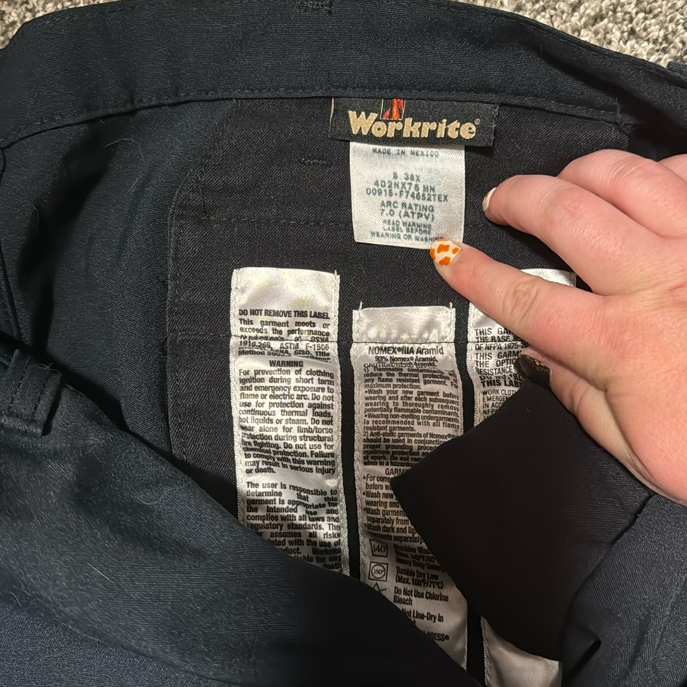 Nomex Workrite pants 38X